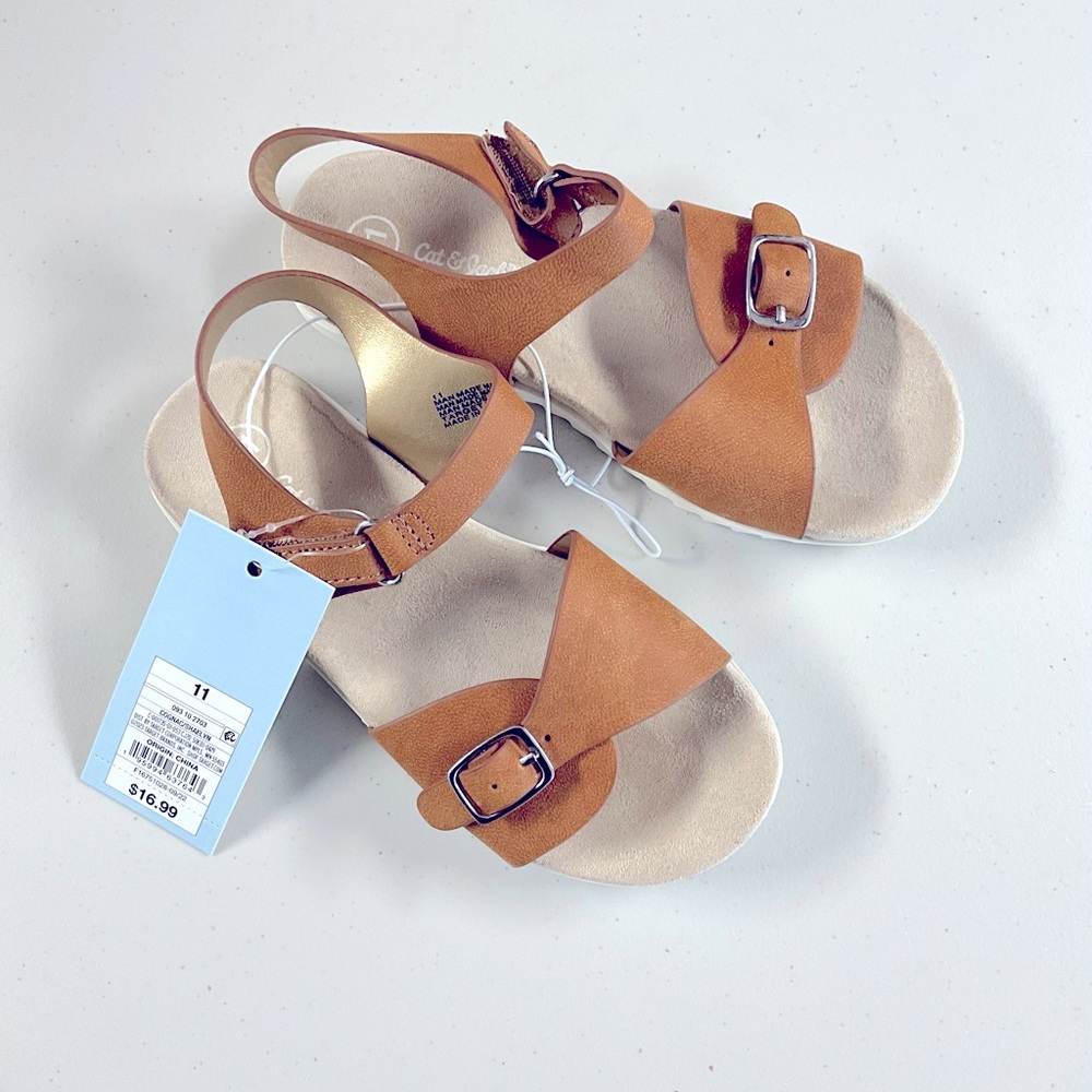 Cat & Jack Tan and Cream Sandals with Buckle
